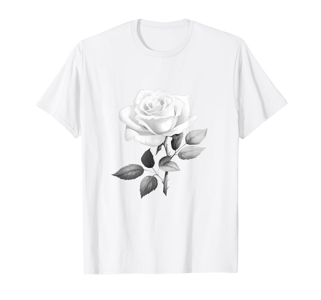 Amazon.com: White Rose Graphic T-Shirt : Clothing, Shoes